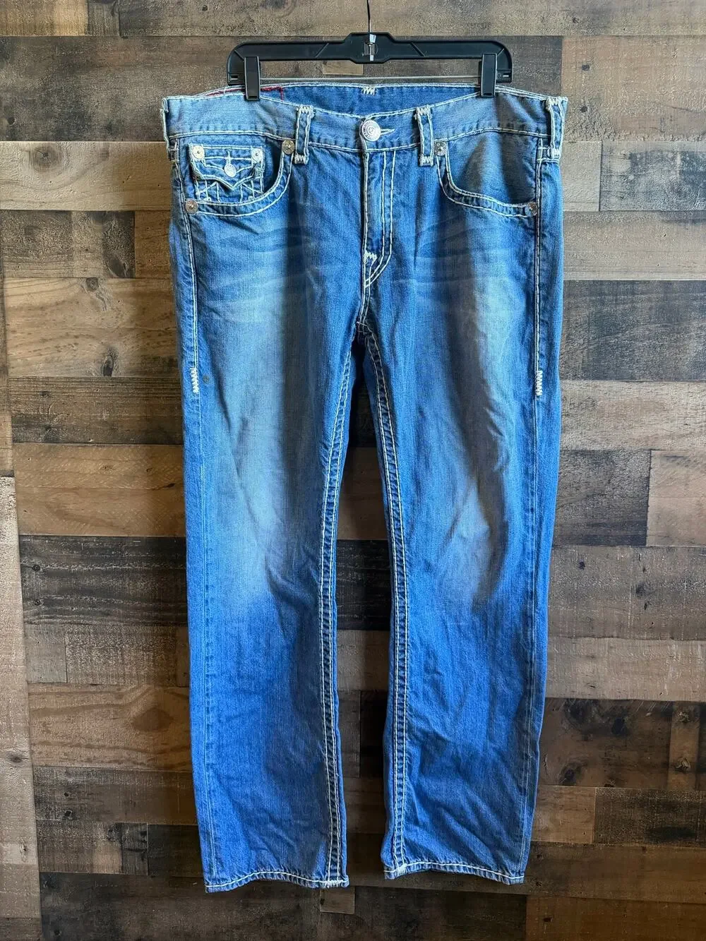 True Religion Ricky Super T Straight Leg Denim Jeans - Size 38 - (Made in USA)